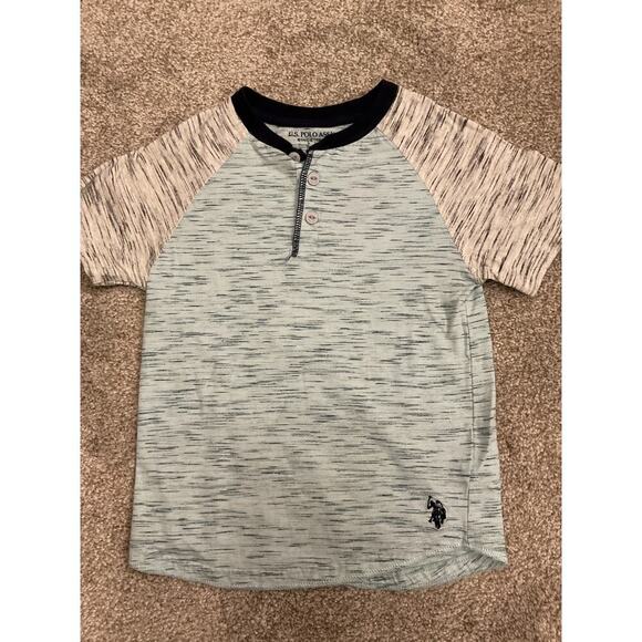 U.S. Polo Association Little Boy Bundle (2) Plaid Button Down&Color Block Tee,7 - Picture 6 of 9